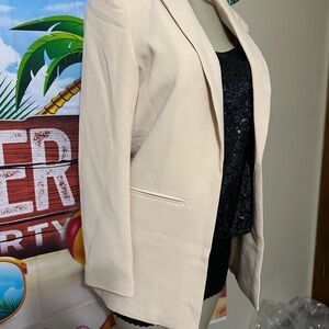 Cream Textured Blazer with Tailored Silhouette